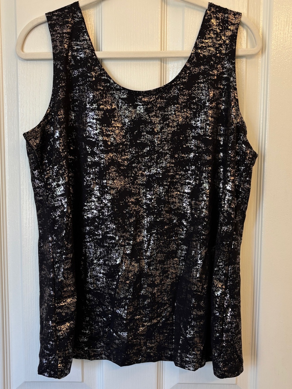 Chico’s Metallic Print Women’s Tank Top - Black and Silver ~ Women’s Large ~ New